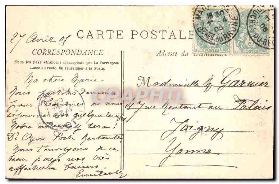 Marseille CPA ND de la Garde — Verso