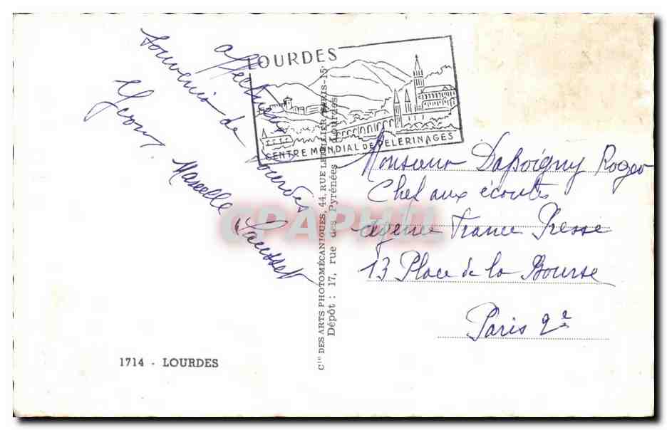 CPA Une pensee de ND de Lourdes  — Verso