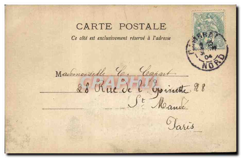 Femme devant une horloge — Bonne Année — Norielleur & Cie, No 104 — Verso