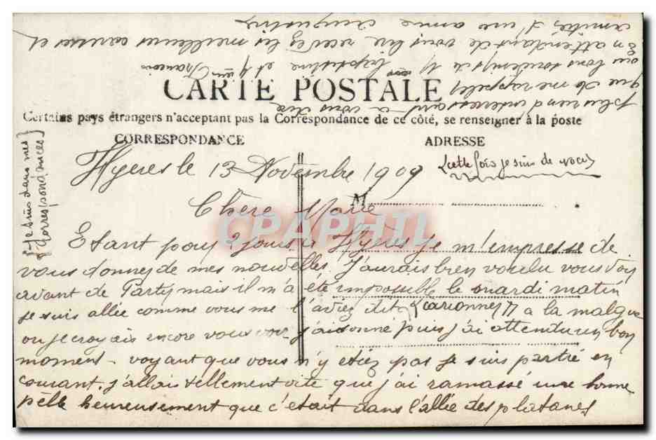 Fantaisie - Femme - L'amour et son automobile - cupid - Marie - CPA  — Verso