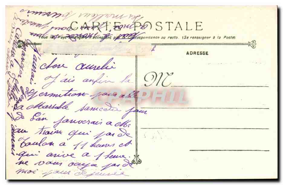 Toulon - Place de la Liberte Allee des Palmiers CPA  — Verso