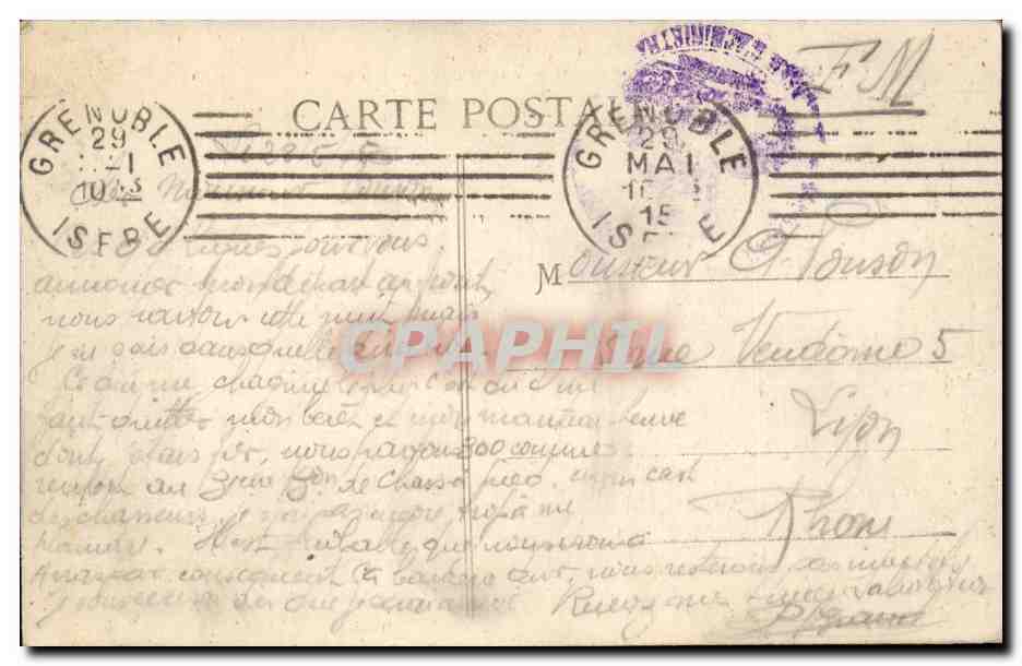 Grenoble - Quai de France et le Casque de Néron (1305 m.) — Éditeur : E. A. Coll. L.P. Grenoble, n° 908 — Reverso