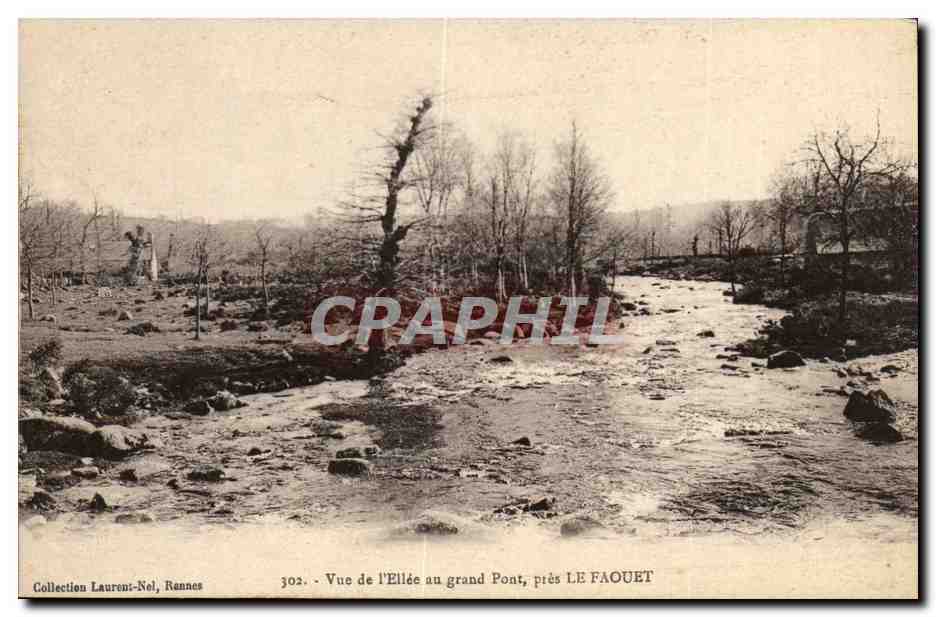 Vue de l'Ellée au grand Pont, près LE FAOUET — Collection Laurent-Nei, Rennes, n° 302