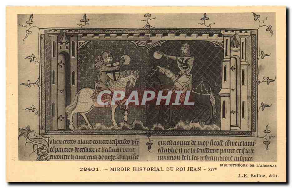 Paris - 4 - La Bibliotheque de l'Arsenal oir Historial du Roi Jean - CPA 