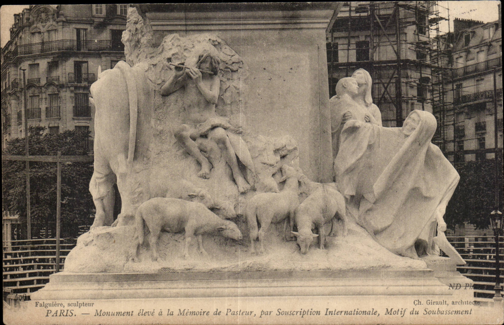 Paris CPA Monument eleve a la memoire de Pasteur par souscription nationale motif de soubassement