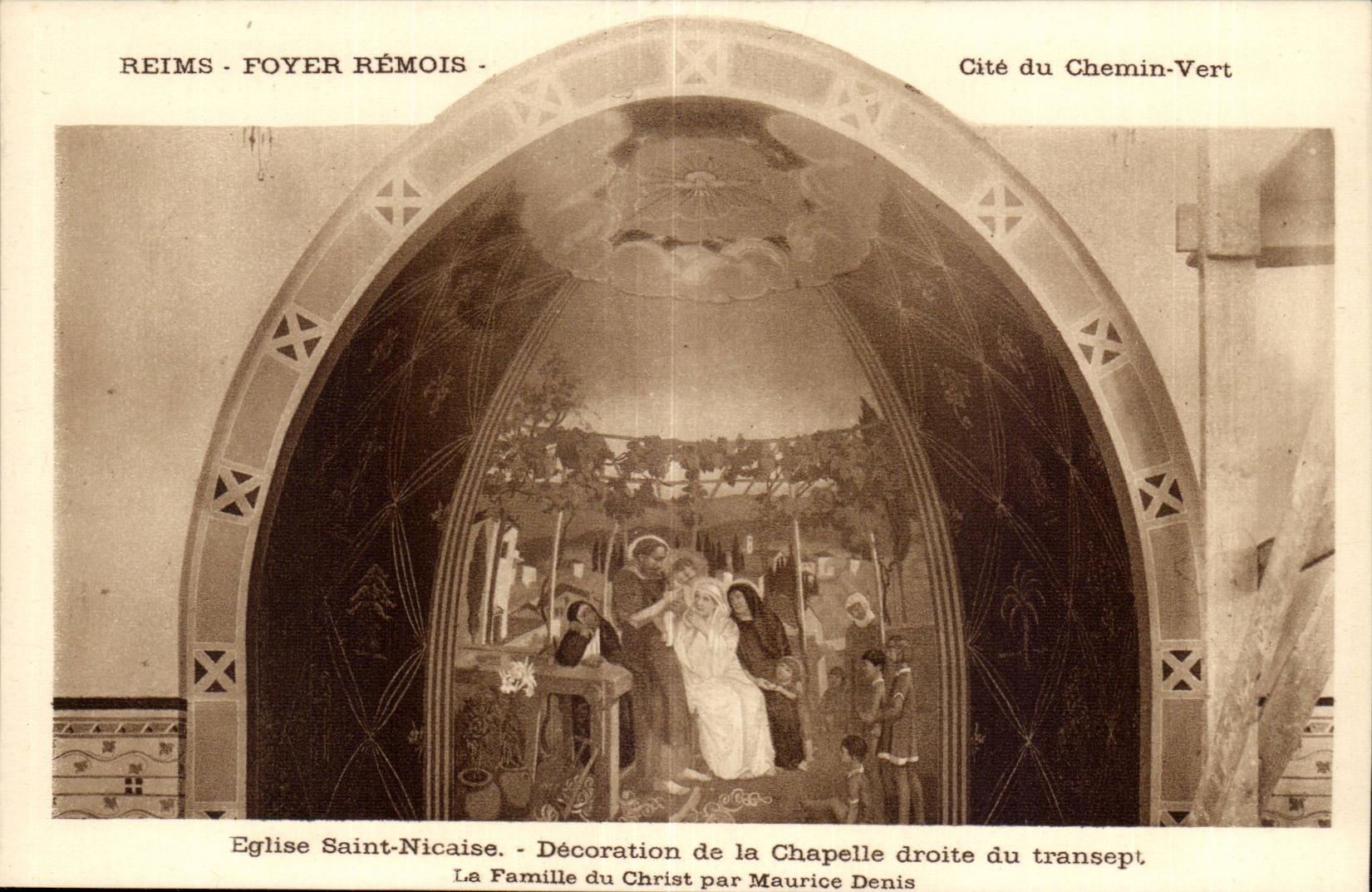 Reims CPA Foyer Remois Cite du Chemin Vert Eglise Saint Nicaise Maurice Denis chapelle Decoration de la chapelle Christ