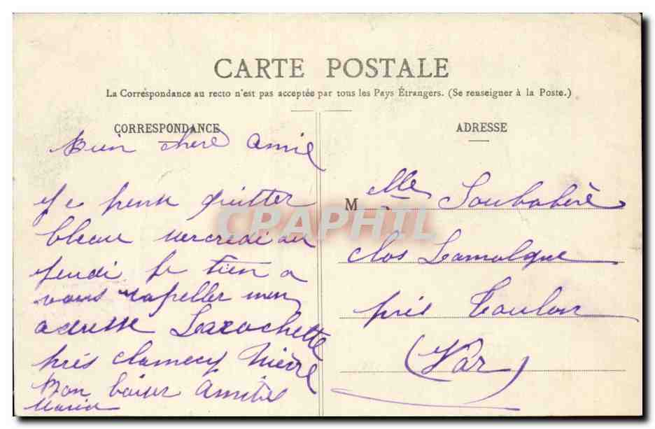 Foresta di Fontainebleau — La Grotta d'Augas — Editore n°297 — Verso