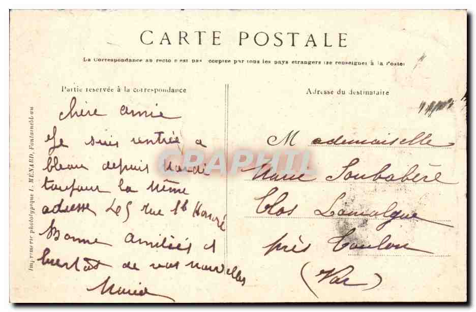 Bosque de Fontainebleau — Dolmen de Adolphe Joanne (Torre Denecourt) — Colección Artística L. M. — Reverso