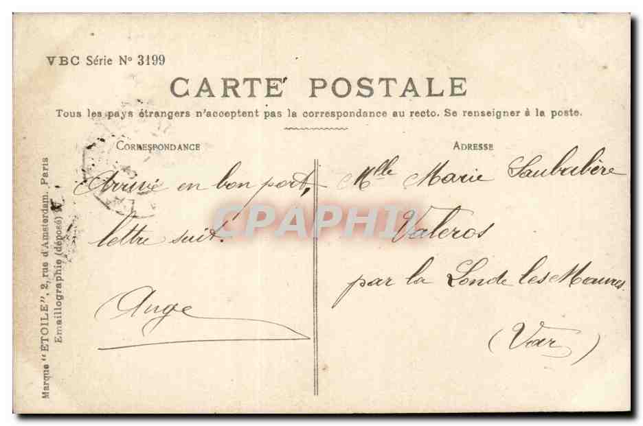 CPA Fantaisie Puiqsue vous m'appelez cher ange de nos beaux fruits faisons (enfants) — Verso