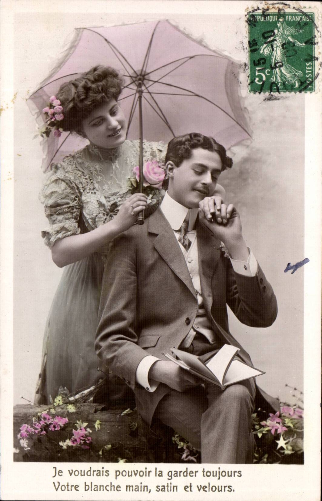 CPA FAntaisie Couple Je voudrais bien la garder toujours votre blanche main