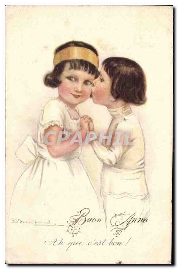 CPA FAntaisie Buon Anno (enfants) Ah que c'est bon !