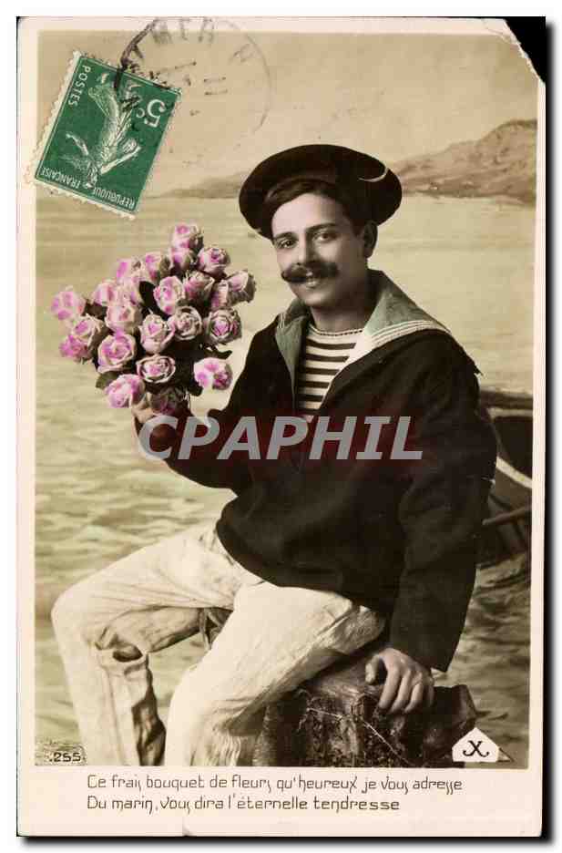 CPA FAntaisie Ce frai bouquet de fleurs (marin)