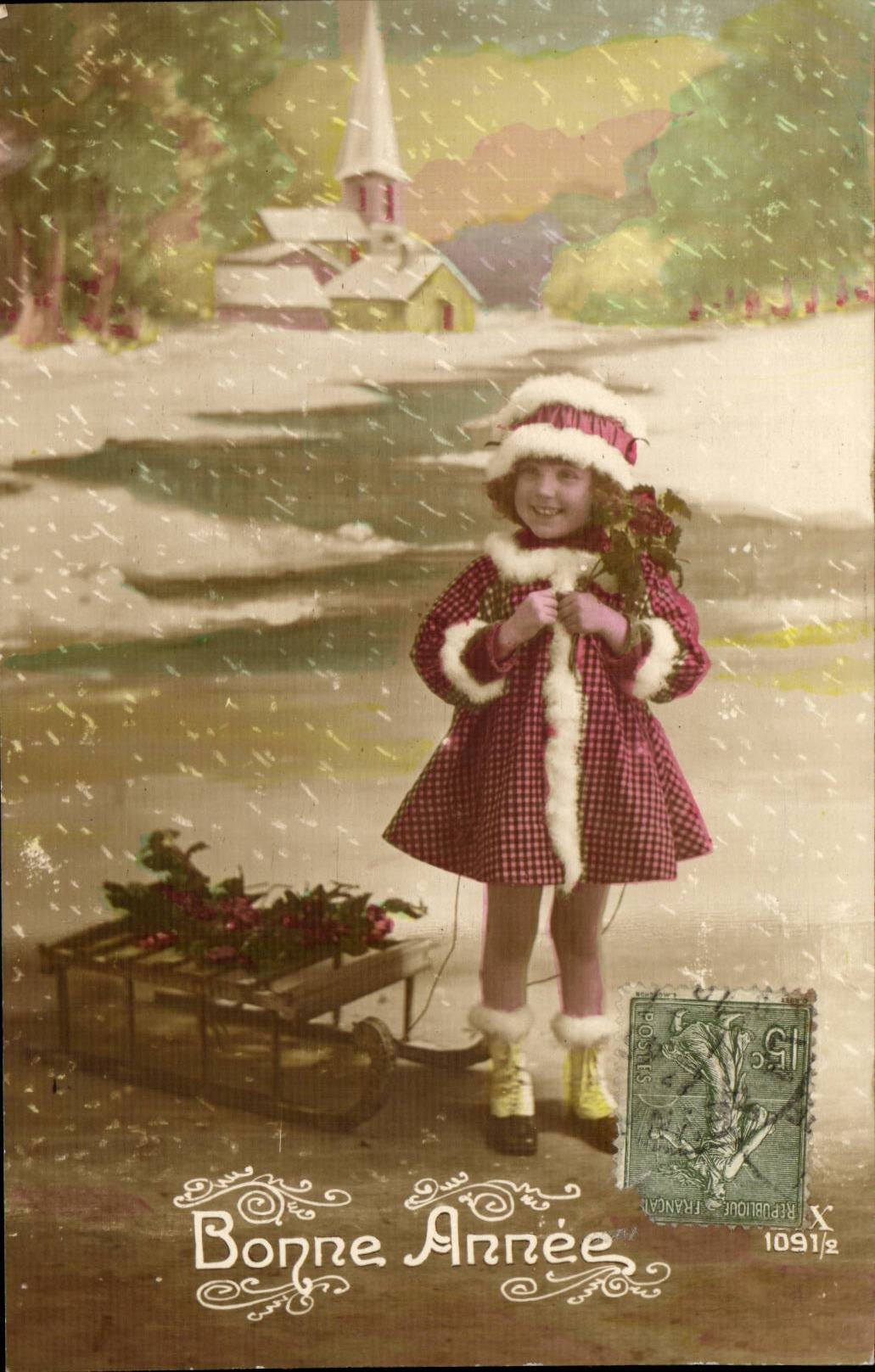 CPA FAntaisie Enfant Bonne annee (neige)