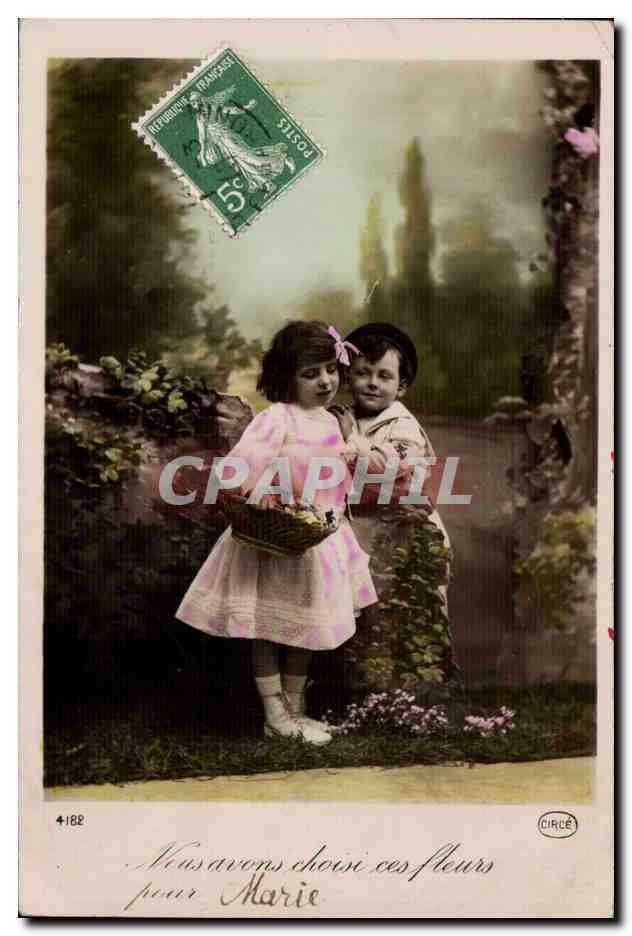 CPA FAntaisie Enfants Nous avons choisi ces fleurs pour Marie