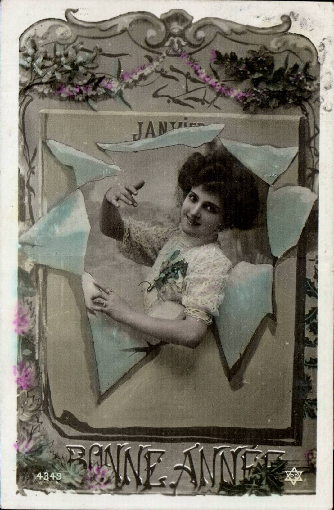 CPA FAntaisie Femme Janvier Bonne annee