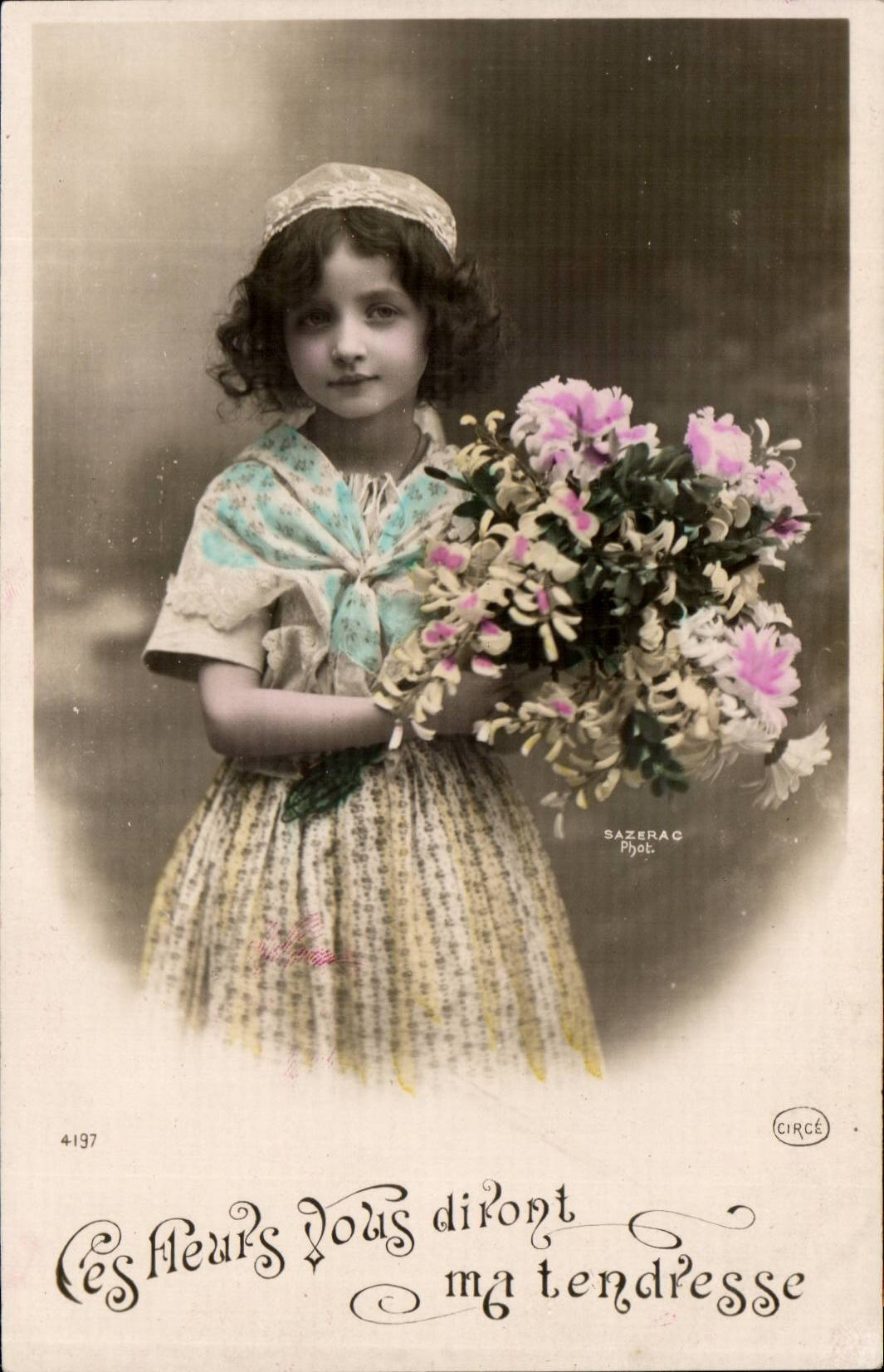 CPA FAntaisie Enfant Ces fleurs vous diront ma tendresse