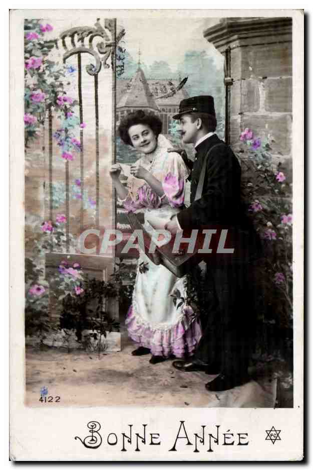 Couples en extérieur — Bonne Année — éditeur anonyme, n° 4122