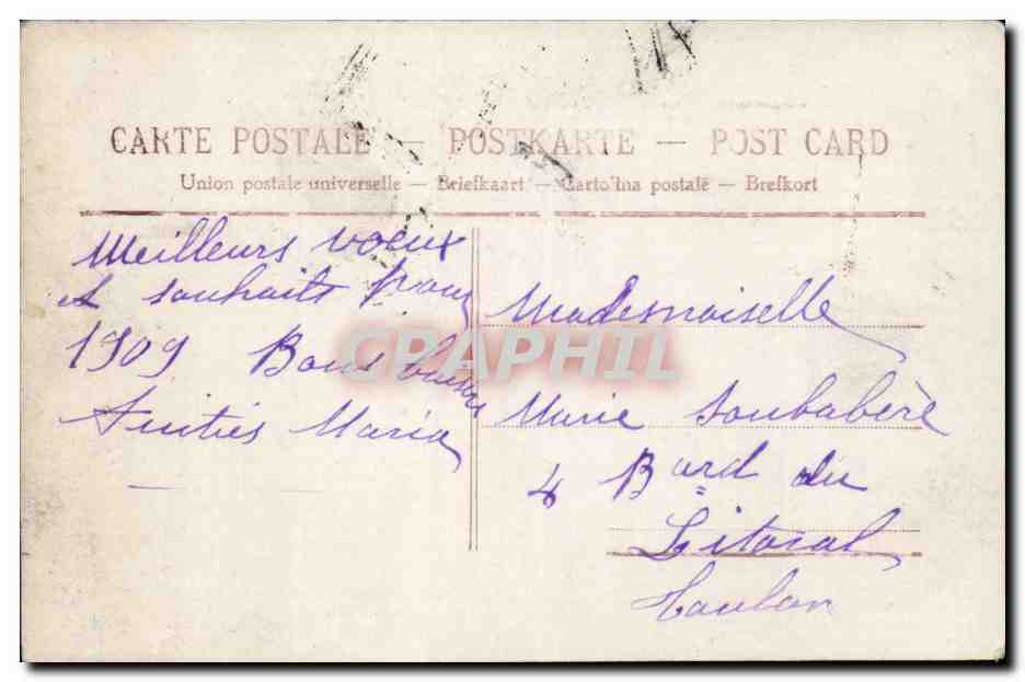Couples en extérieur — Bonne Année — éditeur anonyme, n° 4122 — Reverso