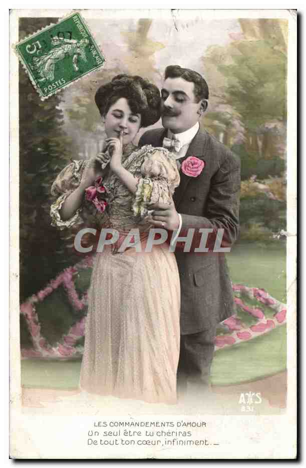 CPA FAntaisie Couple Les commandements d'amour