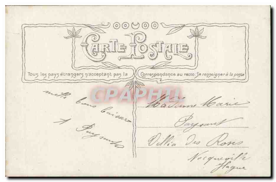 Frau im traditionellen Kleid — mit Blumenkorb — Verlag Coussent, Paris, n° 3703 — Rückseite