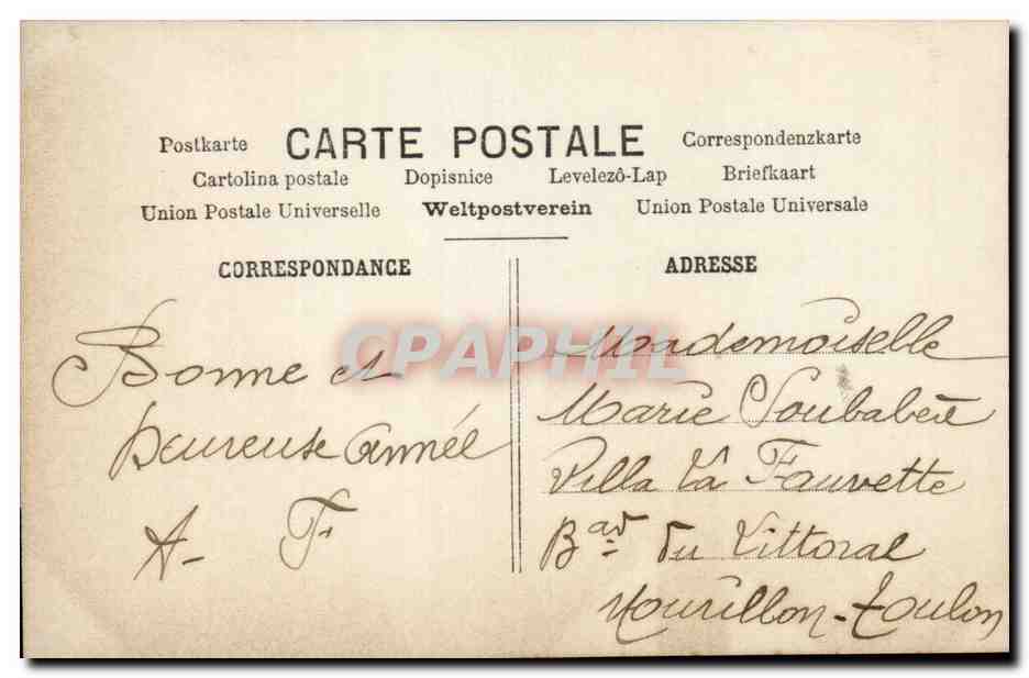 CPA Fantaisie Couple Souhait de bonheur Bonne annee (mariage) — Rückseite