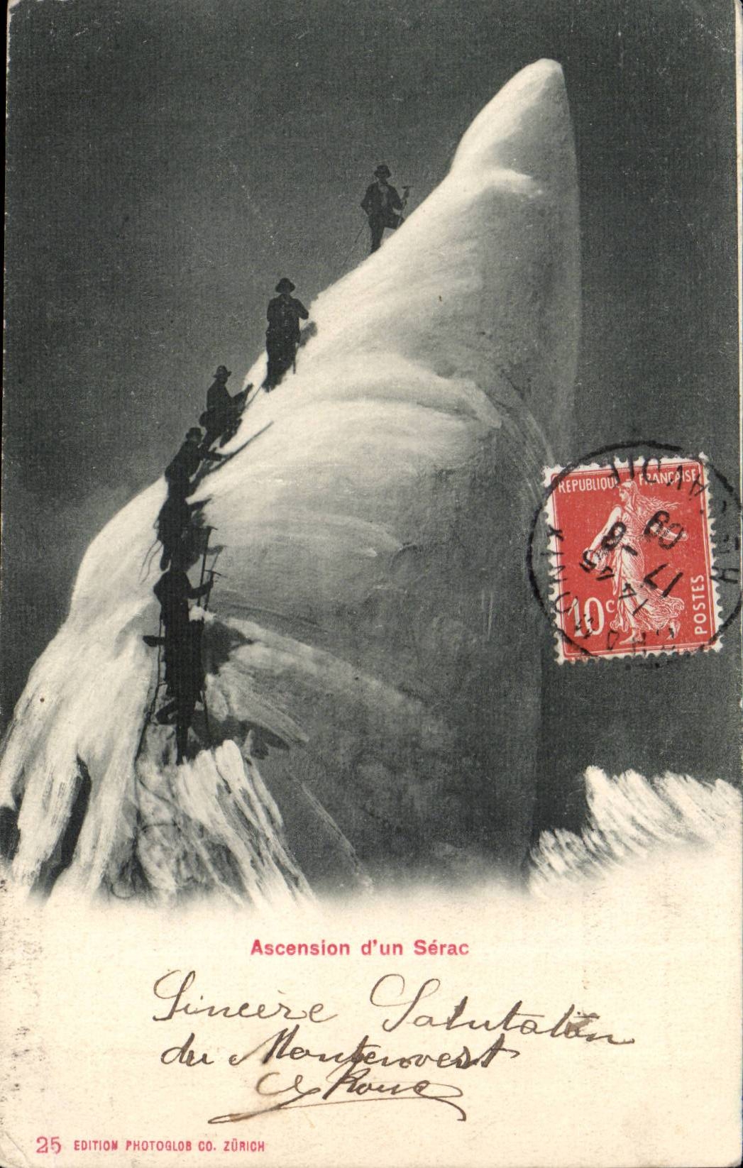 CPA Ascension d'un SErac (alpinistes montagne)