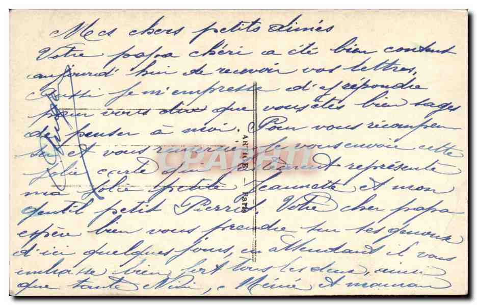 CPA FAntaisie Je pense toujours a vous (militaria fleurs enfants) — Rückseite