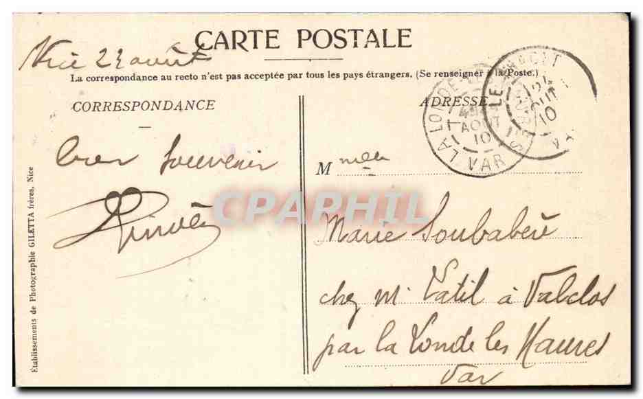 Nice CPA La jetee promenade et les palmiers — Rückseite
