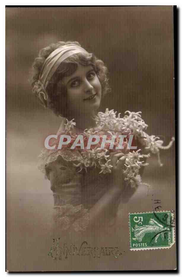CPA FAntaisie Femme Anniversaire