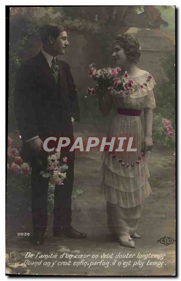 CPA FAntaisie De l'amitie d'un coeur on veut douter longtemps (couple)