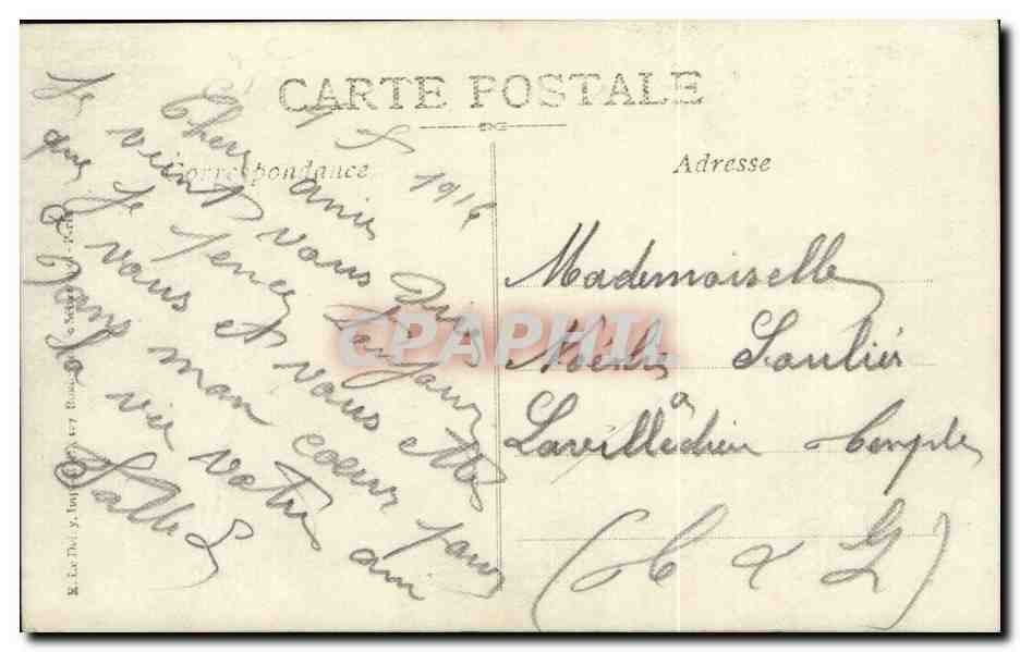 CPA FAntaisie Couple DEpuis longtemps mon coeur vous aime a la folie  — Rückseite