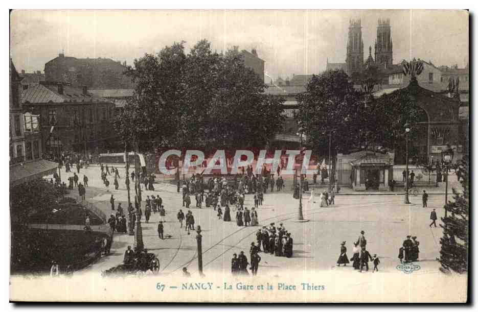Nancy - La gare et la Place Thiers - CPA 