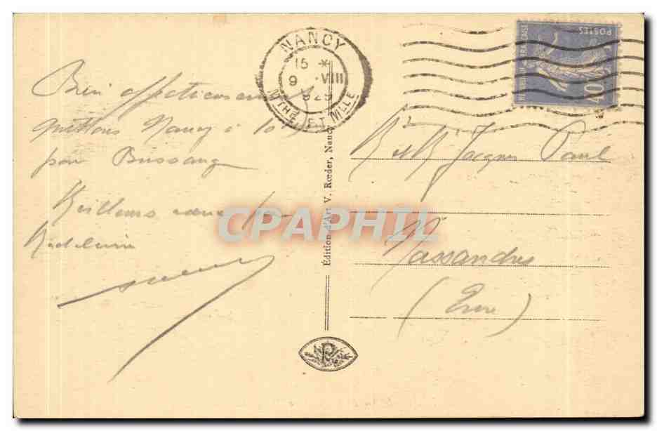 Nancy - L'Arc de Triomphe et Palais du Gouvernement - CPA  — Verso