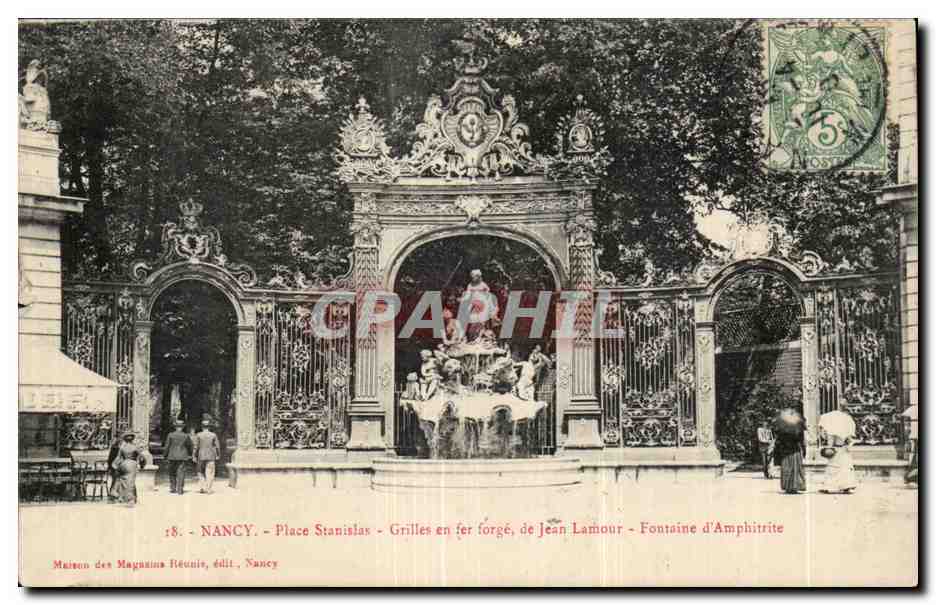 Nancy - Place Stanislas Grile en fer forges de Jean Lamour - CPA 