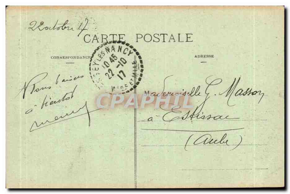 Nancy - Vue Generale sur la Vile Vieille la Porte de la Crafle - CPA  — Verso