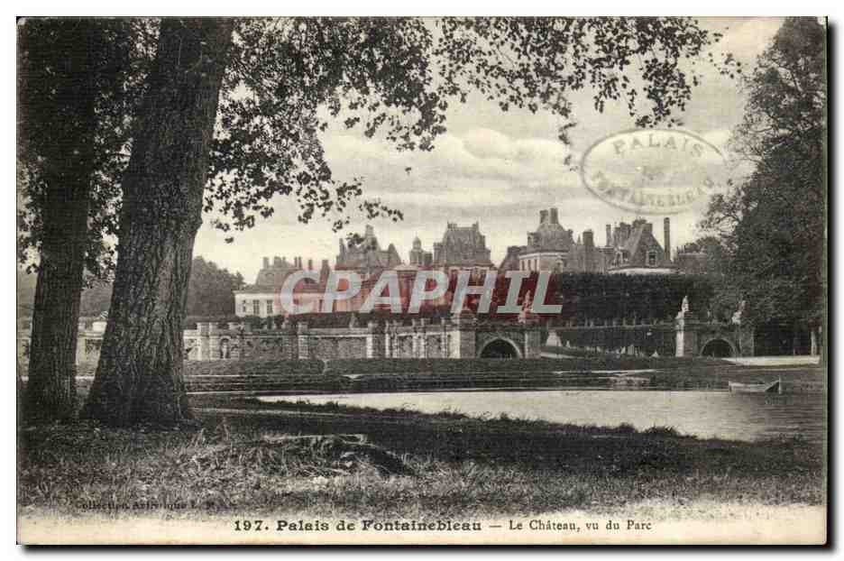 Palacio de Fontainebleau — El Castillo, visto desde el Parque — Imprenta Fotomecánica L. Réaual, Fontainebleau