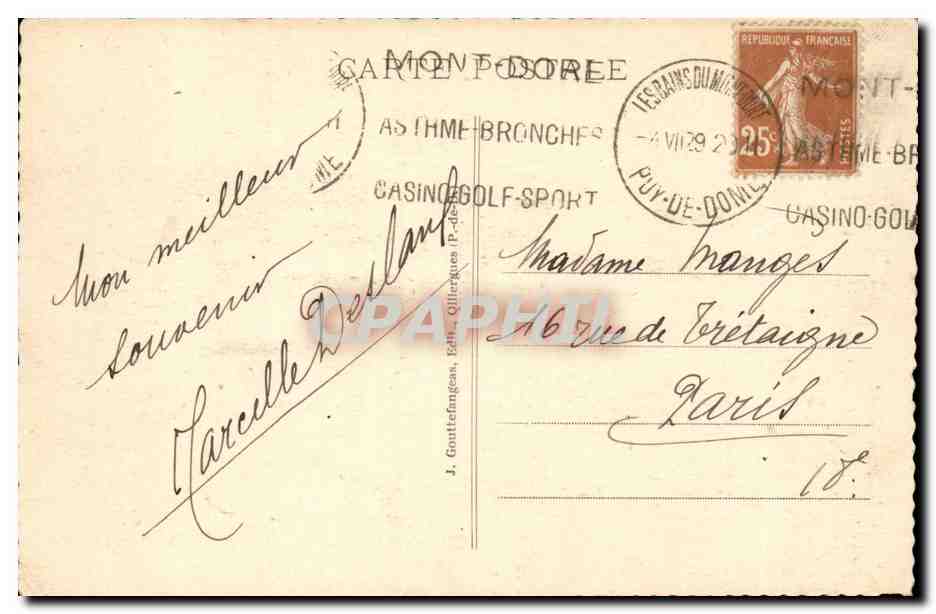 Les Lacets de la Route de Chambon à la Vallée de Chaudefourn — L'Auvergne — G. D'O. n°1476 — Reverso