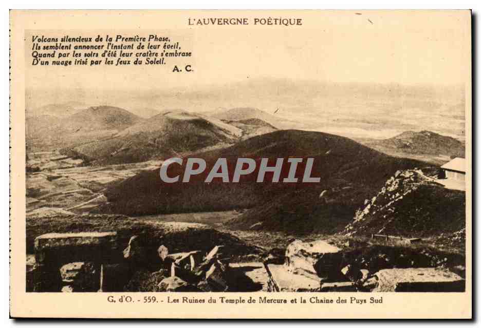 Les Ruines du Temple de Mercure et la Chaîne des Puy Sud — L'Auvergne Poétique — G. d'O. - 559
