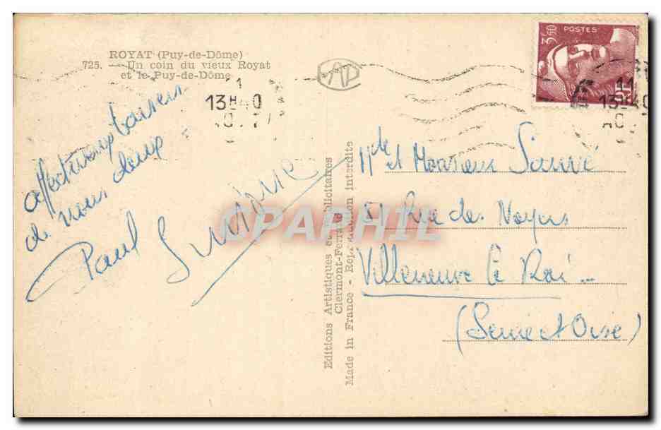 Royat (Puy-de-Dôme) — Un coin du vieux Royat et le Puy-de-Dôme — Éditions Artisitiques Ciermont-Ferraton — Reverso
