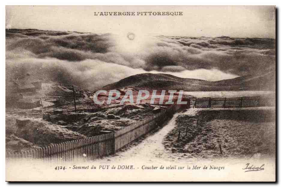 Sommet du Puy de Dôme — Coucher de soleil sur la Mer de Nuages — Idéal, n° 4324