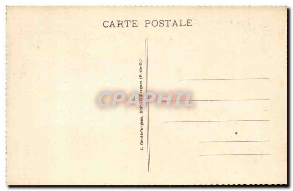 Le PUY de DOME — La Route du Gol de Geyssat à son entrée sous bois — J. Goutierfanges, Édit. Olliergues (P.-de-D.) — Verso