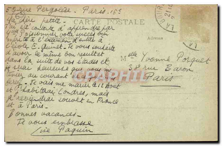 Le Mont Dore CPA La vallee d'enfer et le sancy — Verso