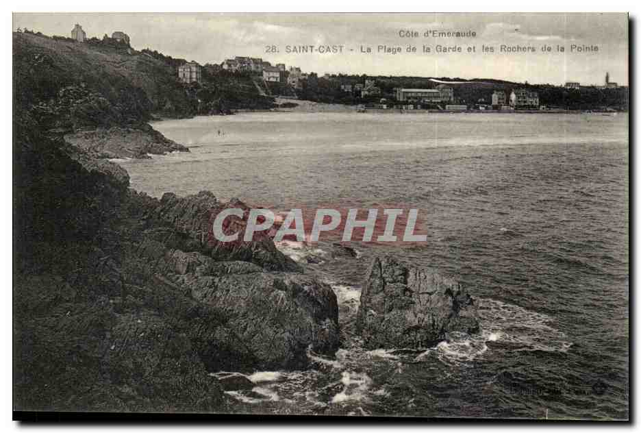 Saint Cast CPA La plage de la Garde et les rochers de la pointe