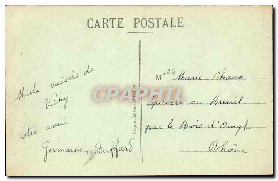 vichy CPA Villa SEvigne — Verso