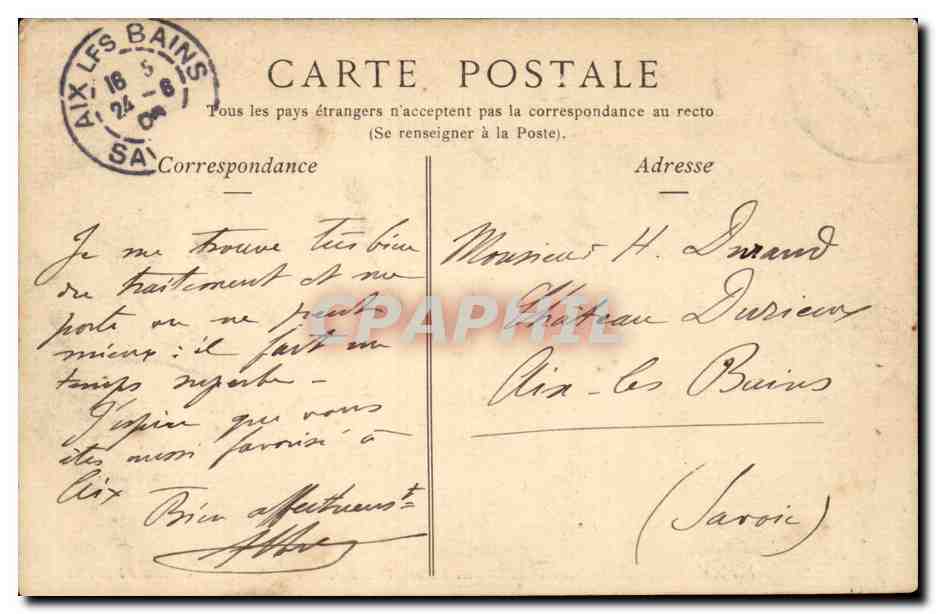 Vichy CPA palais des sources les sources Chomel et Lucas — Rückseite