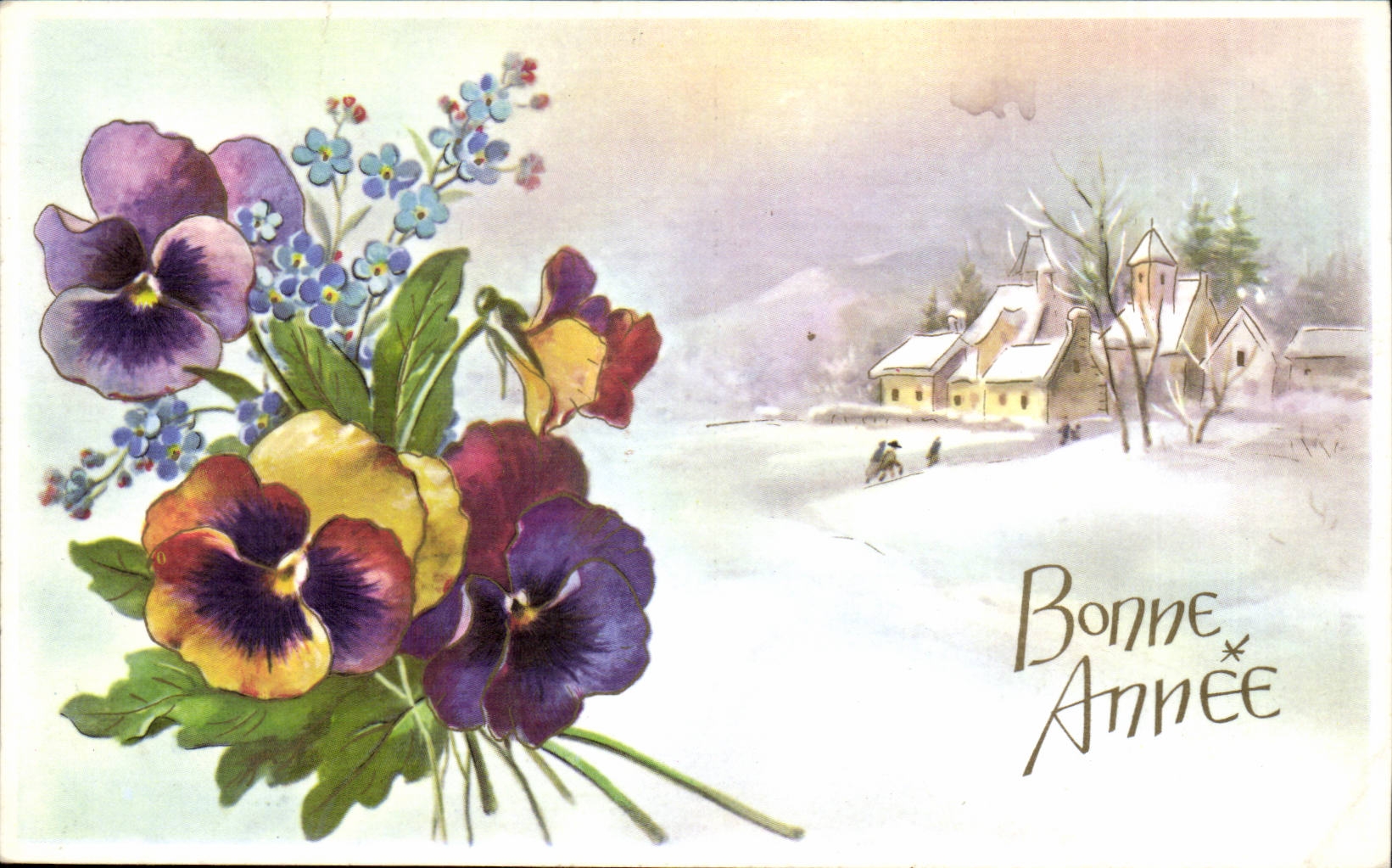 CPA Fantaisie Bonne annee Fleurs