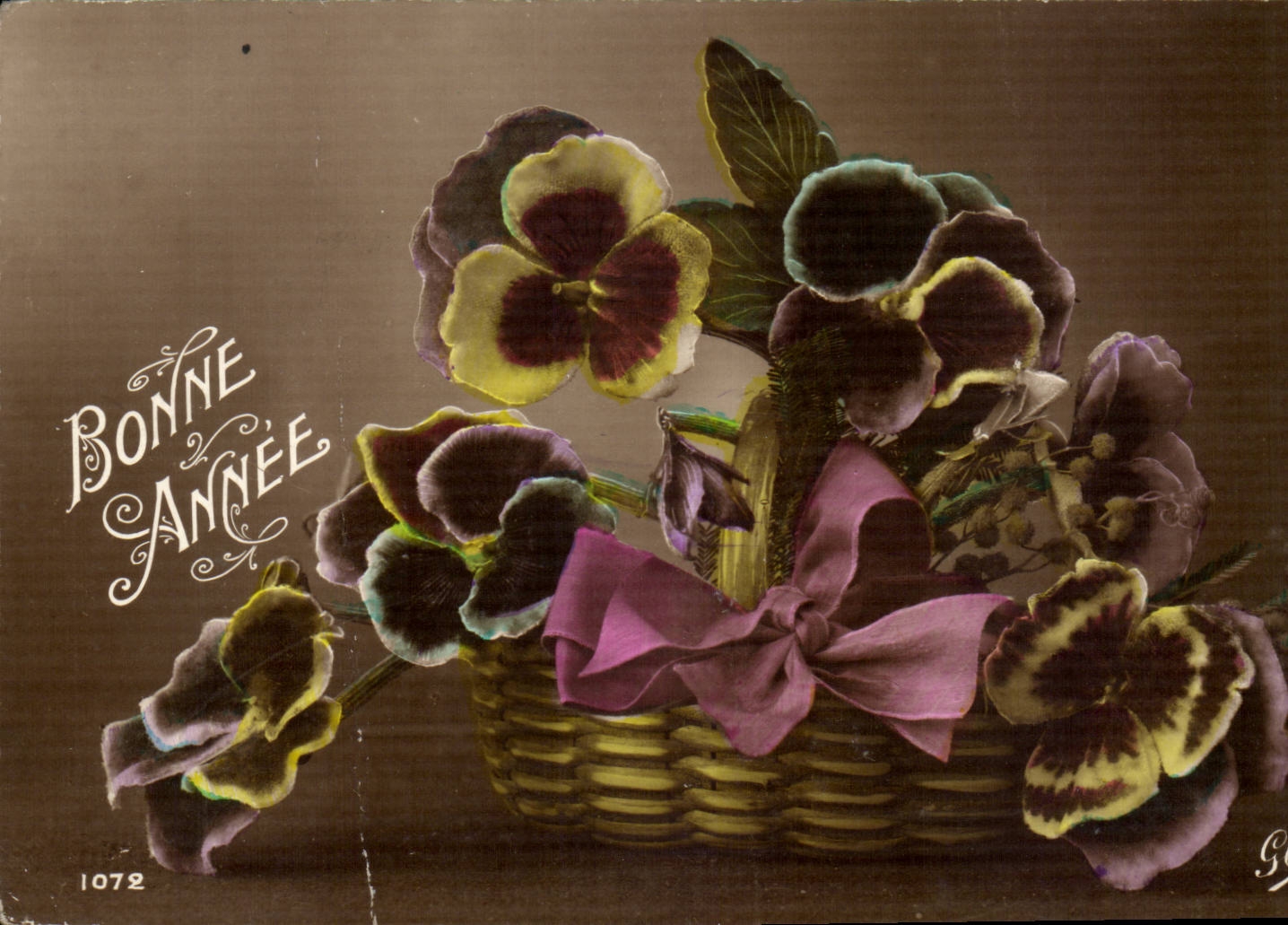 CPA Fantaisie Bonne annee Fleurs