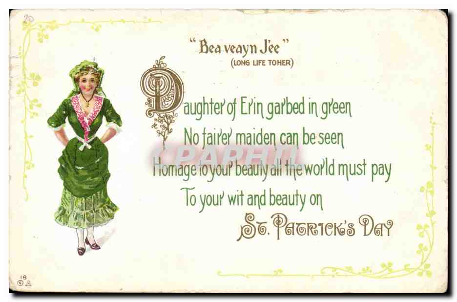 Femme en robe verte — Saint Patrick — éditeur D. P. & Co. n°18