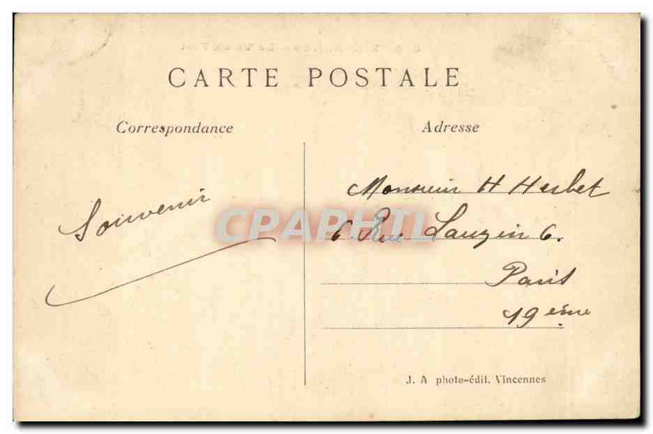 Vincennes CPA Le vieux Fort — Verso