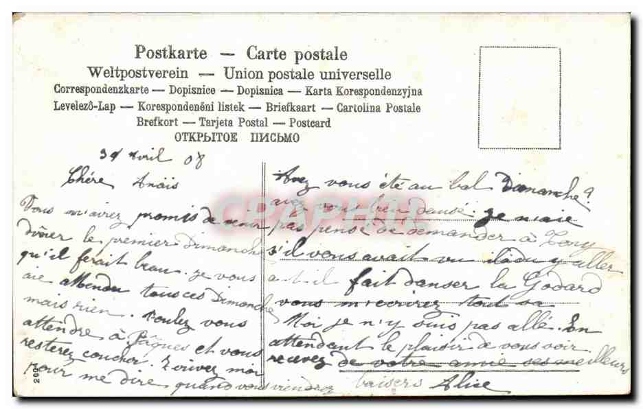 CPA FAntaisie Bons baisers hirondelles — Rückseite